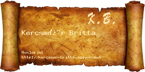 Kercsmár Britta névjegykártya